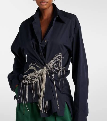 Dries Van Noten Embellished draped cotton gabardine shirt 6