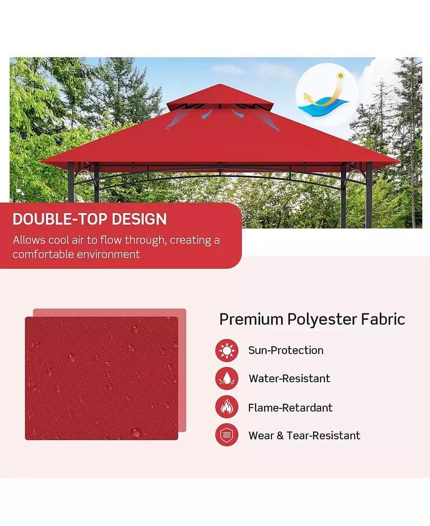 GOUUN 8 x 5 Feet Outdoor Barbecue Grill Gazebo Canopy Tent BBQ Shelter-Red 9