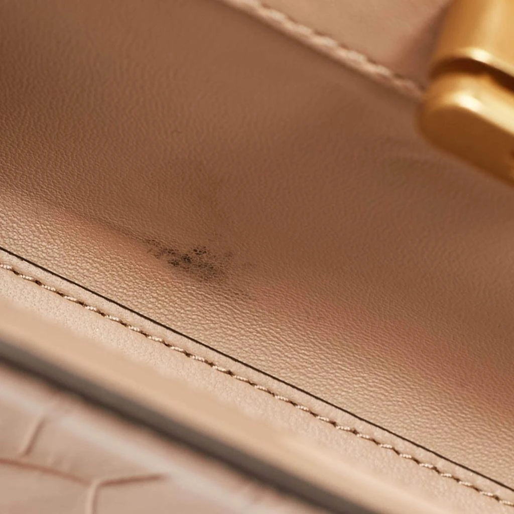 Tory Burch Tory Burch Beige Croc Embossed Leather Petite Lee Radziwill Top Handle Bag 10