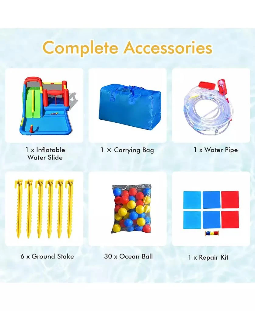 SKONYON Inflatable Water Slide with Ocean Balls for Kids without Blower 9