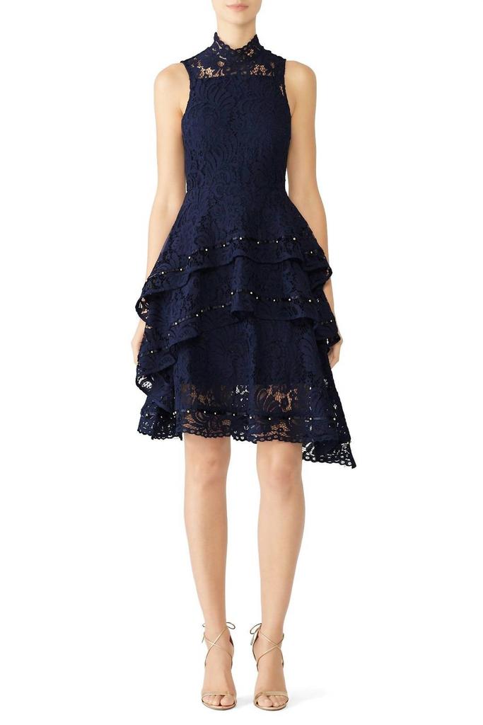 Keepsake Star Crossed Lace Dress In Blue