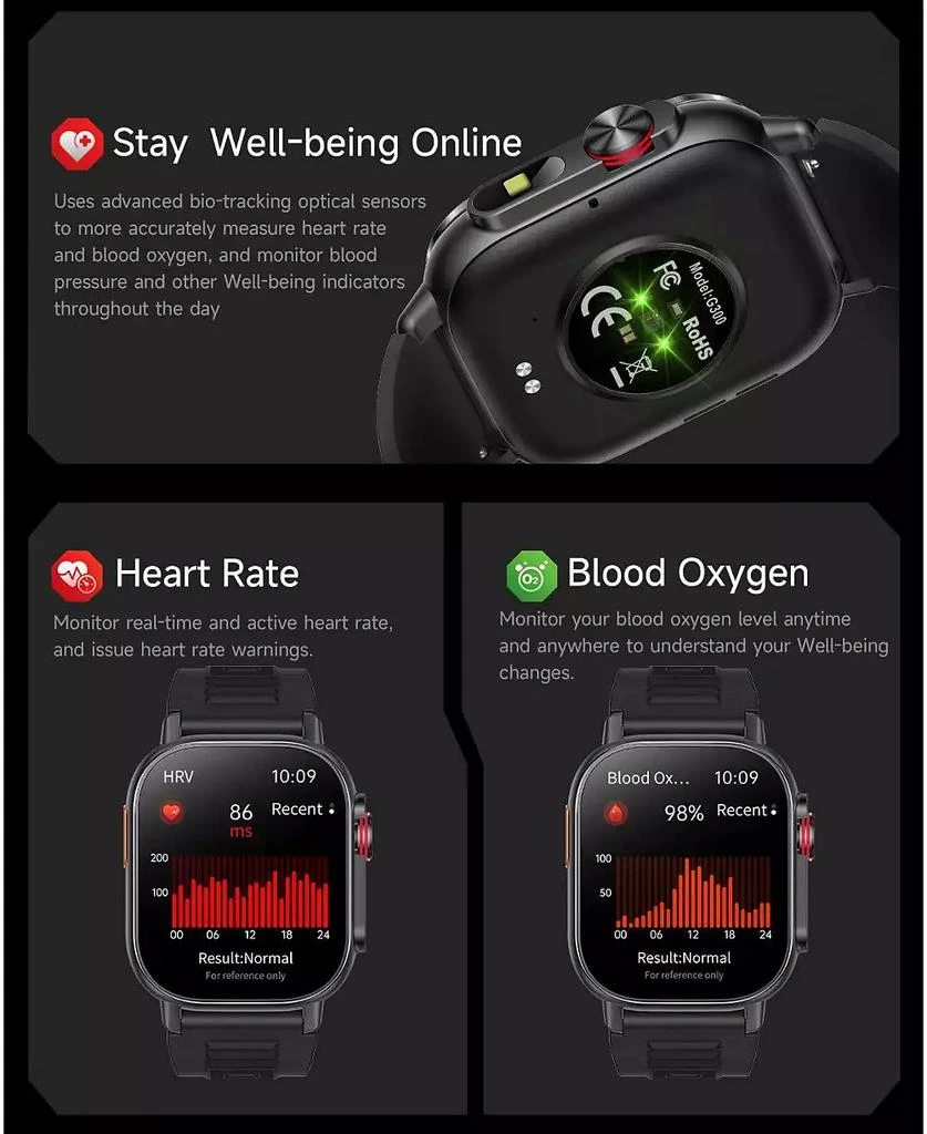 RUXING Smart 2.01" HD Screen Smart Watch for Women Men Outdoor Sport Multifunctional With GPS Health Monitoring, Bluetooth Calling, IP68 -Orange 7