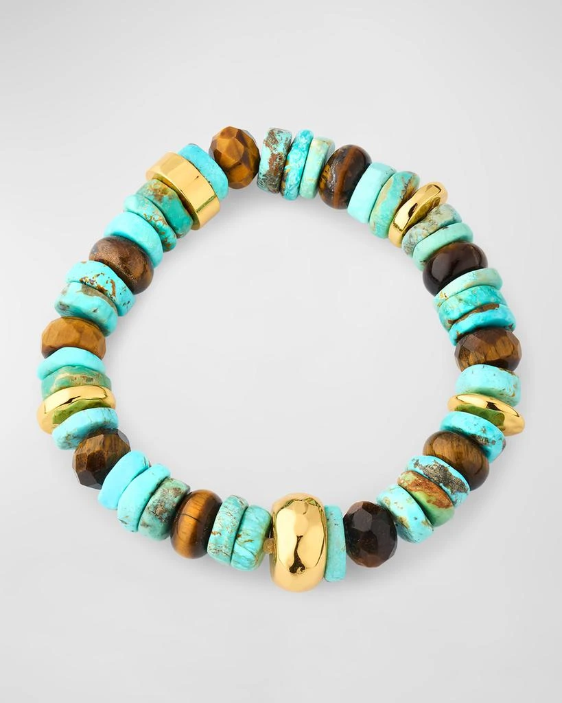 NEST Jewelry Turquoise and Tiger's Eye Mixed Stretch Bracelet 1
