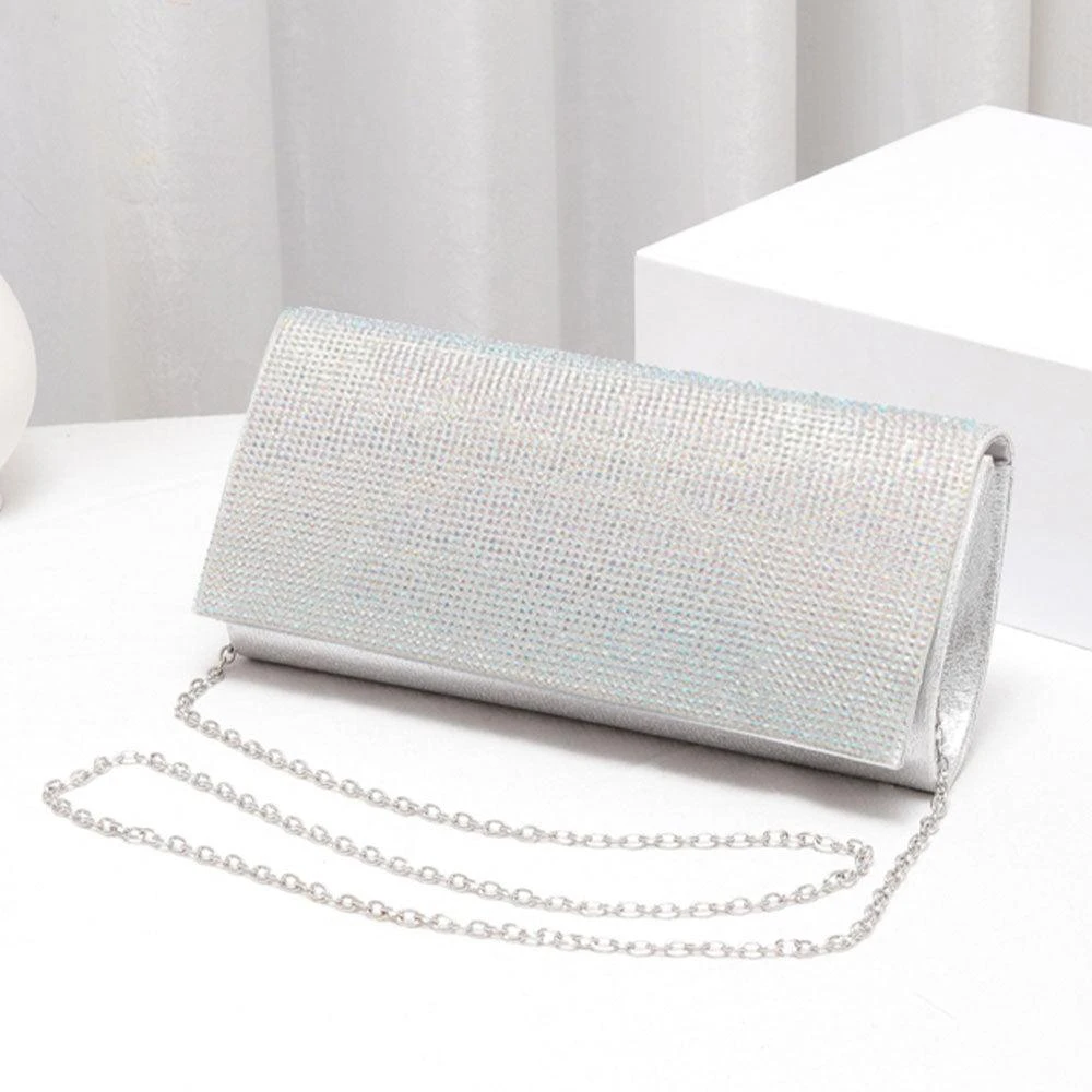 FASHNZFAB Bling Solid Evening Clutch Crossbody Bag