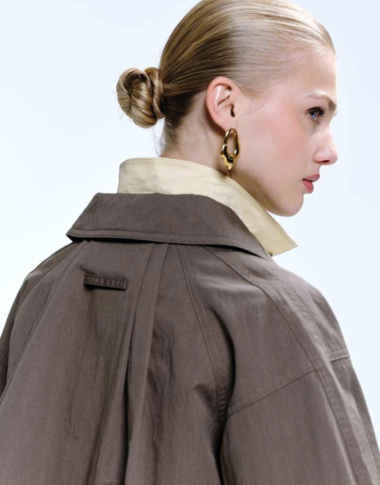 ASOS ASOS DESIGN longline trench coat with pleat detail in mushroom 2