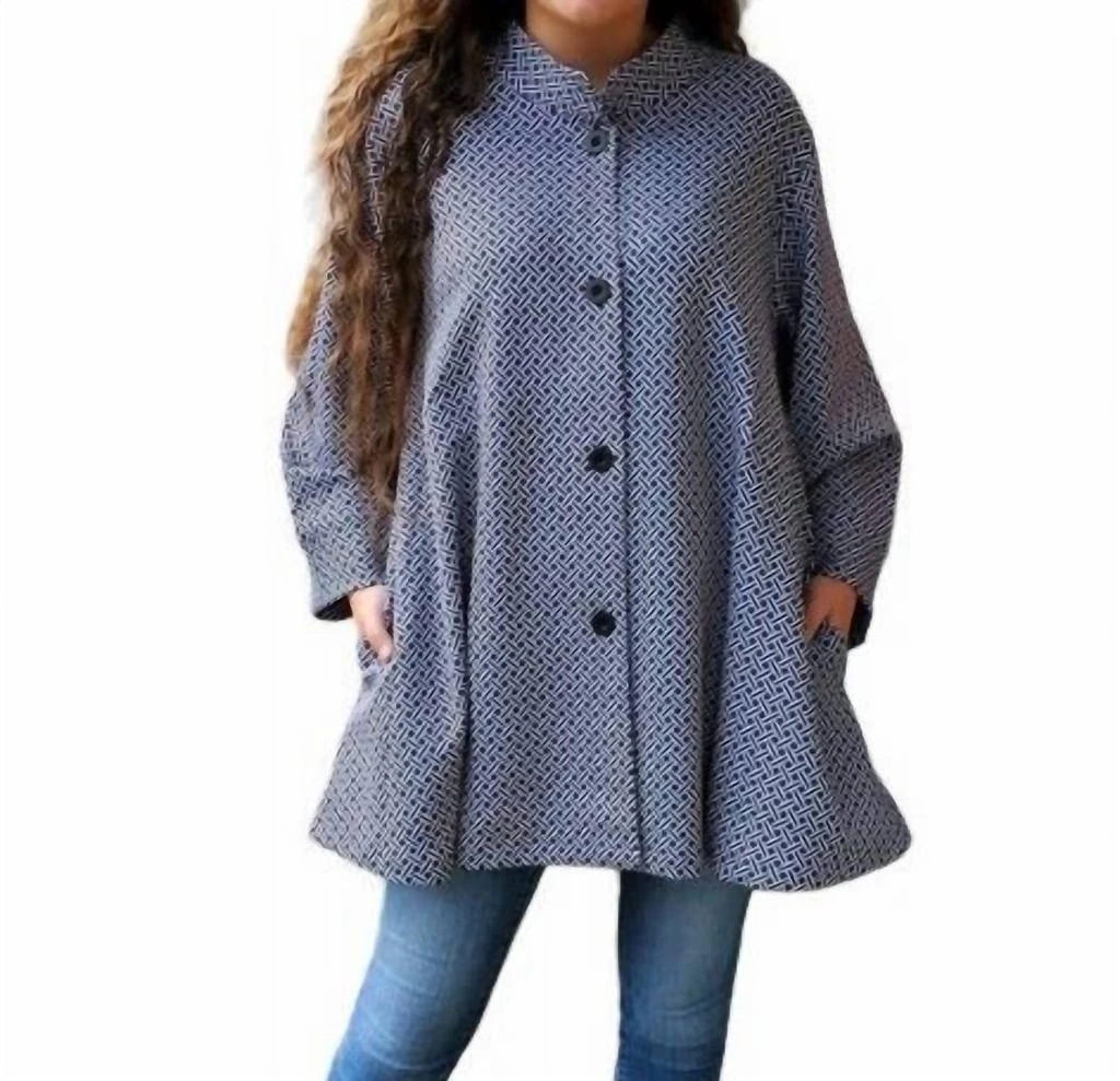 Erma’s Closet Trellis Print Swing Jacket In Black/white 1