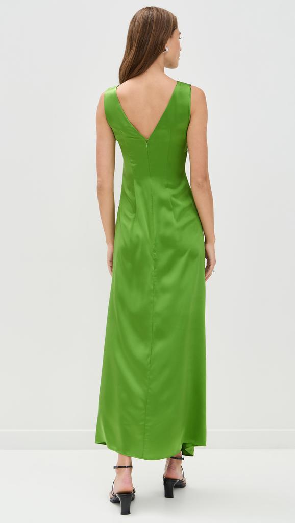 Lee Mathews Stella Silk Satin Ruched Dress