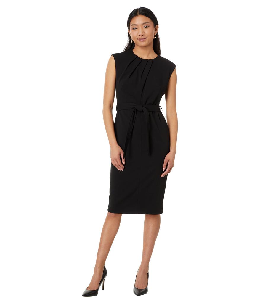 Cap Sleeve Midi Dress with Seam Detail Black 2