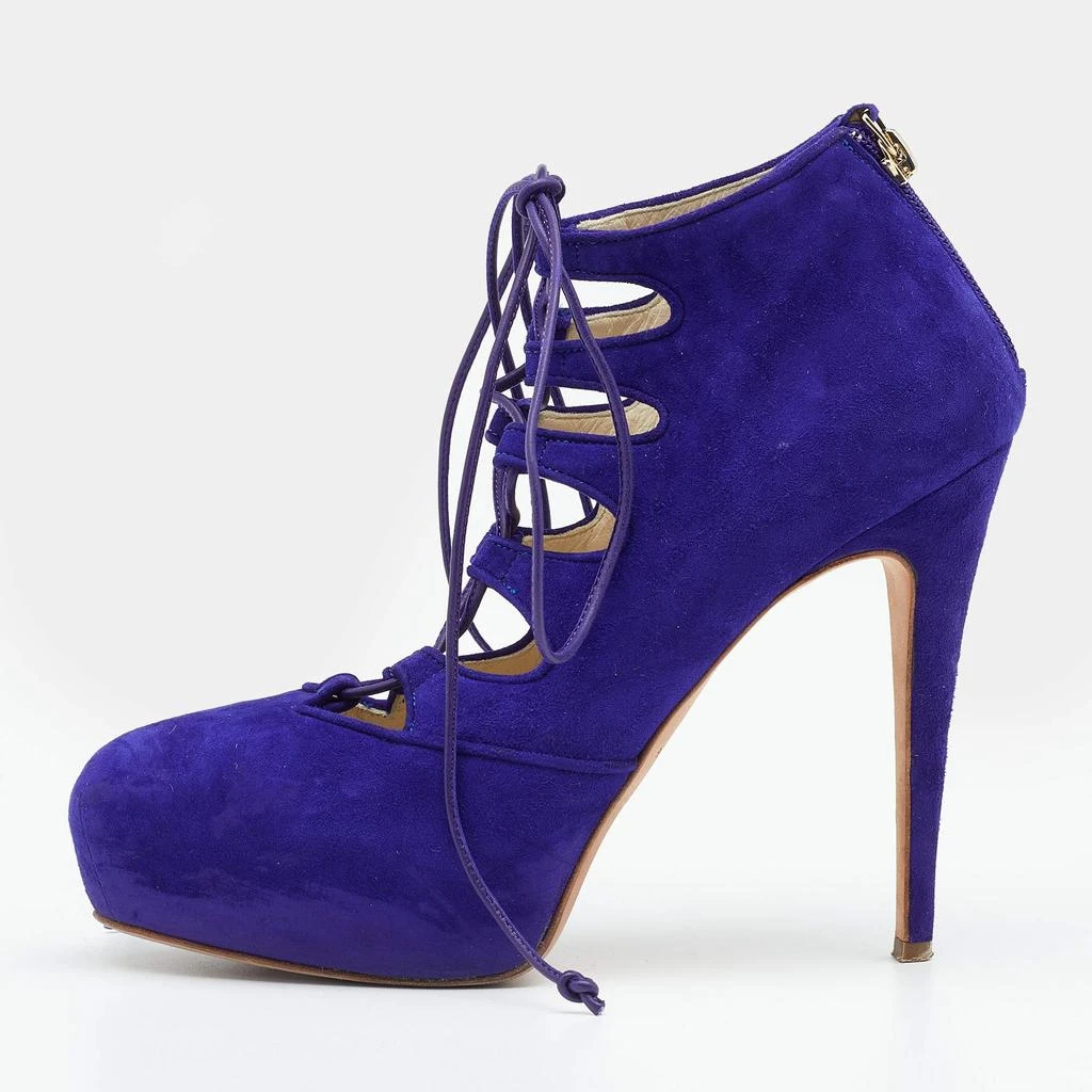 Brian Atwood Brian Atwood Purple Suede Lace up Booties Size 38.5 1