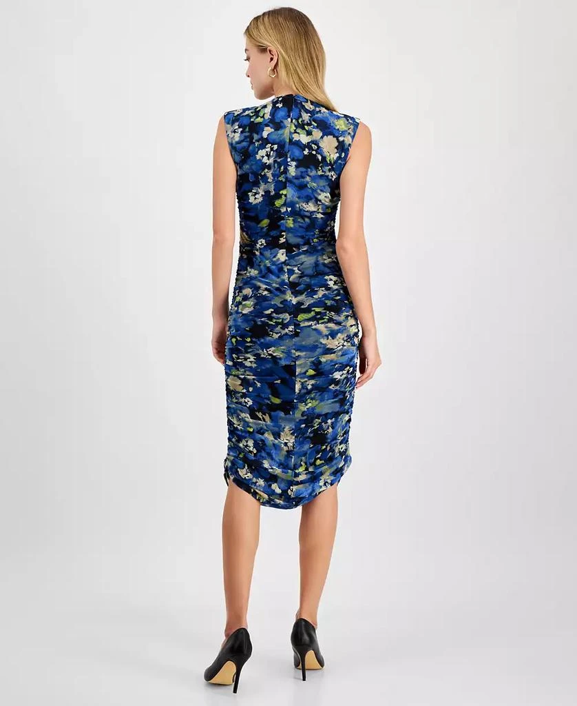 Bar III Women's Floral-Print Mesh Ruched Sheath Dress, Exclusively at Macy's 5