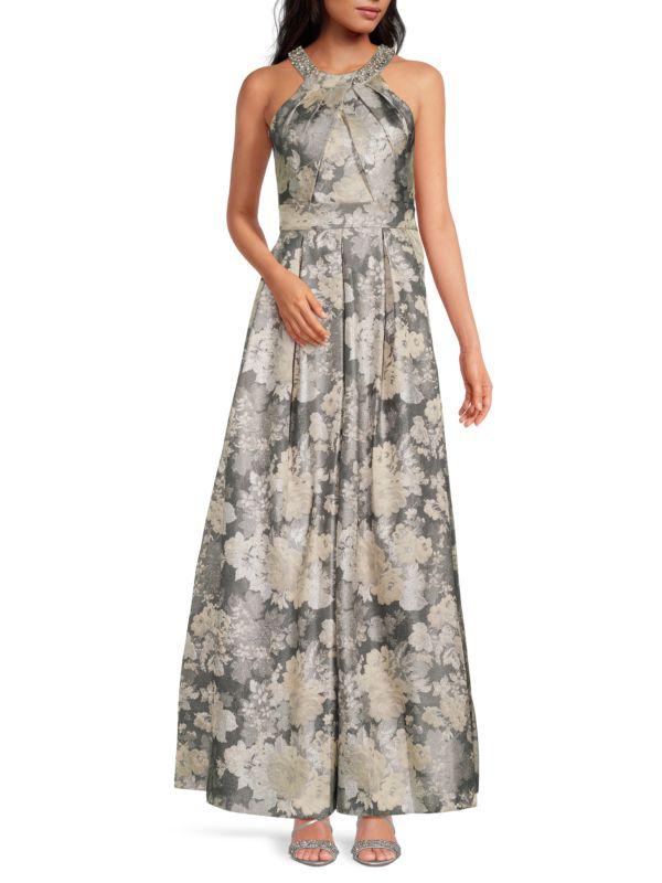 Eliza J Jacquard Floral Gown