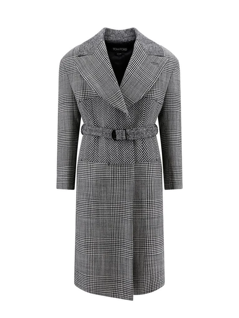 Tom Ford Tom Ford Houndstooth-Pattern Straight Hem Belted Coat 1