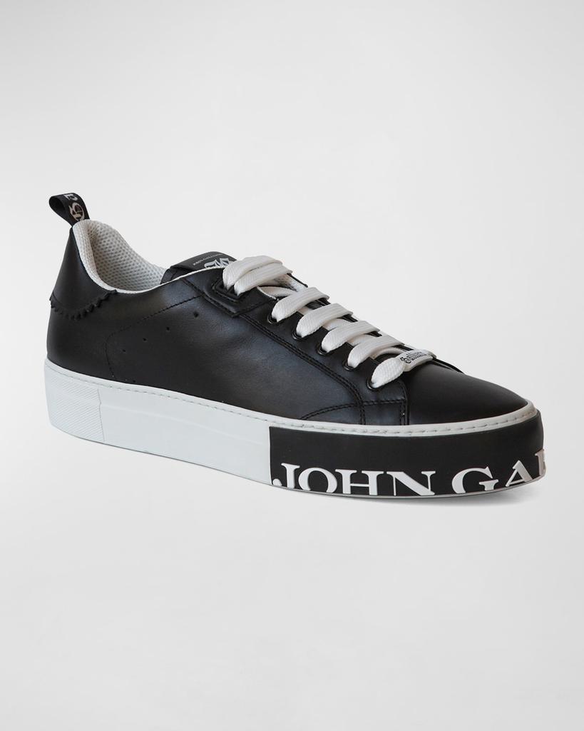 John Galliano Paris Men's Logo Sole Low-Top Leather Sneakers