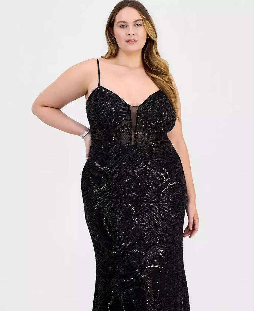 Say Yes Plus Size Sequinned Mermaid Gown 5