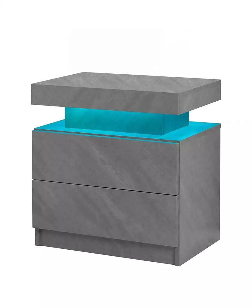 RAINSKEN LED Nightstand with 2 Drawers, Bedside Table Cabinet with Adjustable Color Lighting, Modern End Side Table for Bedroom, Living Room 7