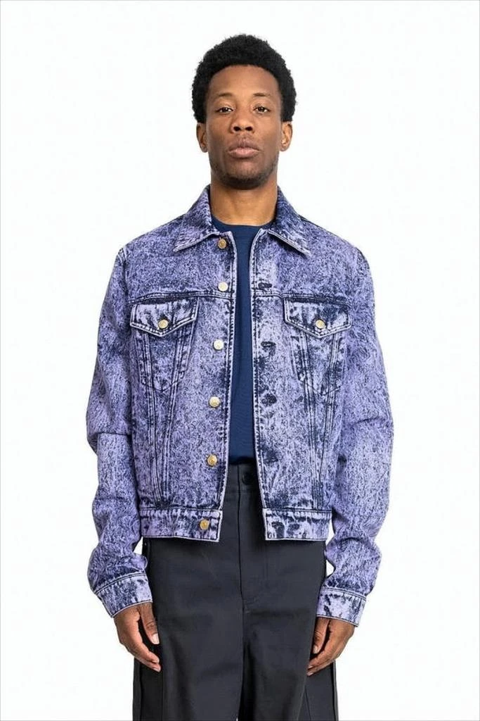 Marni Textured Acid-Wash Denim Jacket with Classic Collar and Adjustable Tabs