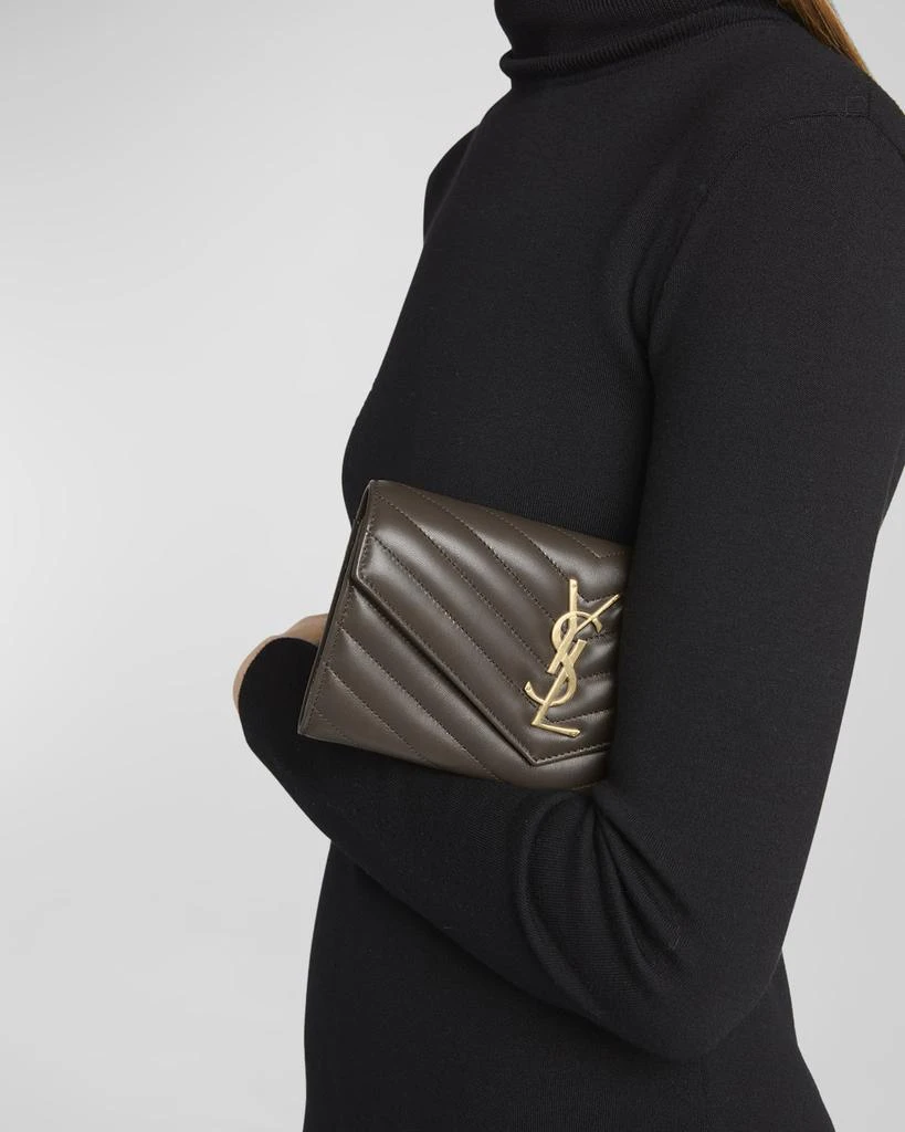 Yves Saint Laurent YSL Monogram Large Envelope Flap Wallet in Smooth Leather 2