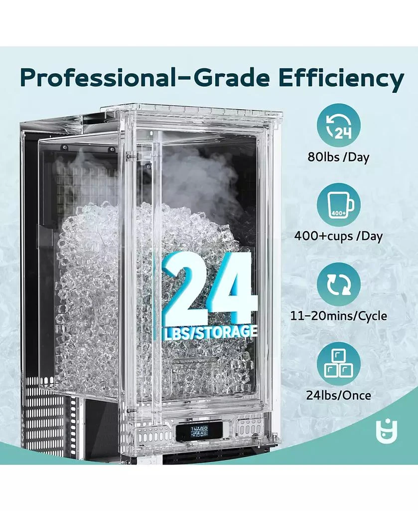 Euhomy 80-lb Ice Per day Black Freestanding Cubed Ice Maker with LCD Control and Reversible Door 2