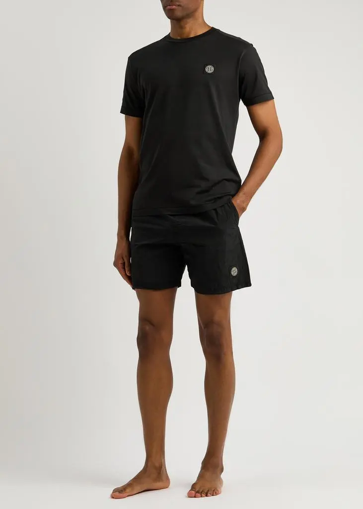 Stone Island Logo crinkled nylon swim shorts 4