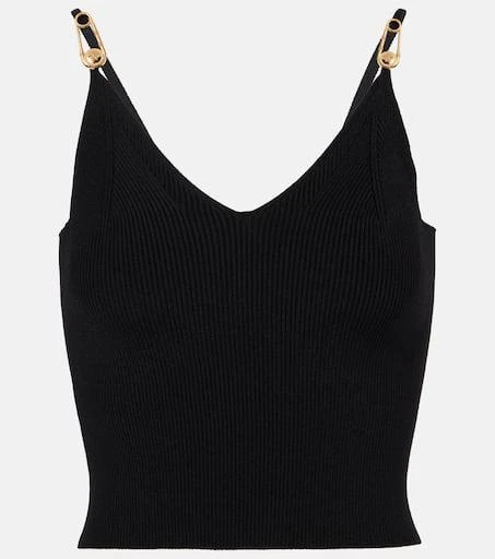 Versace Safety Pin ribbed-knit top 1