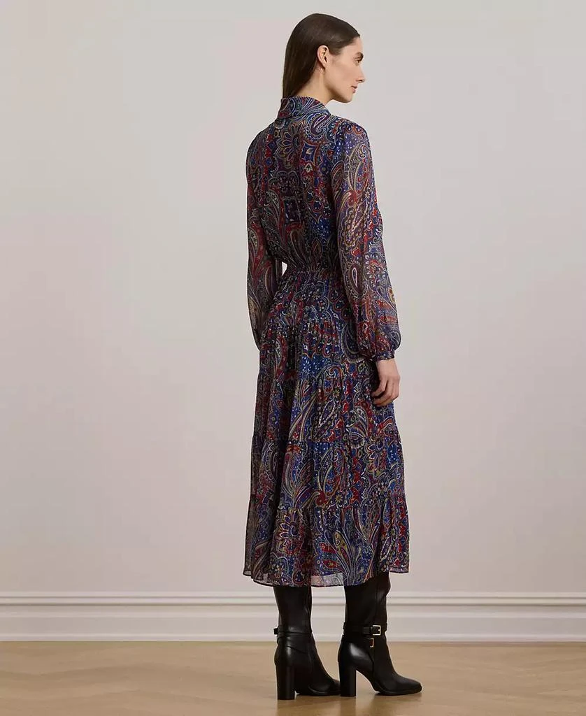 Ralph Lauren Women's Paisley Chiffon Tiered Tie-Neck Dress 2