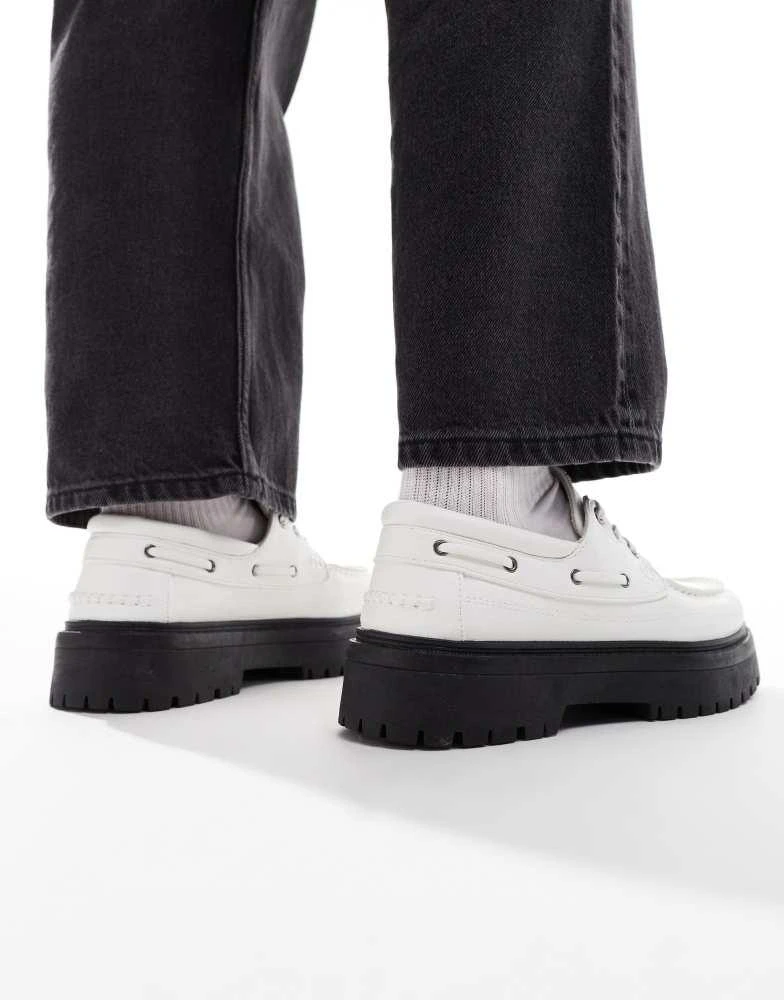 ASOS ASOS DESIGN lace up boat shoes in white with chunky sole 2
