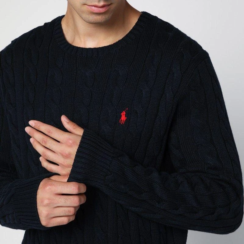 Ralph Lauren  NAVY BLUE CABLE-KNIT CREW-NECK SWEATER 4
