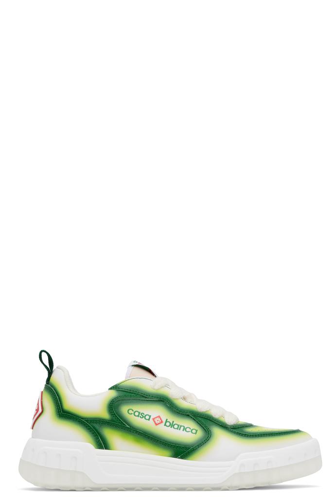 Casablanca Green & White 'The Court' Sneakers - Casual Shoes