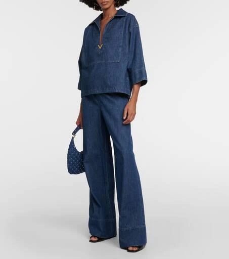 Valentino High-rise chambray wide-leg jeans 2