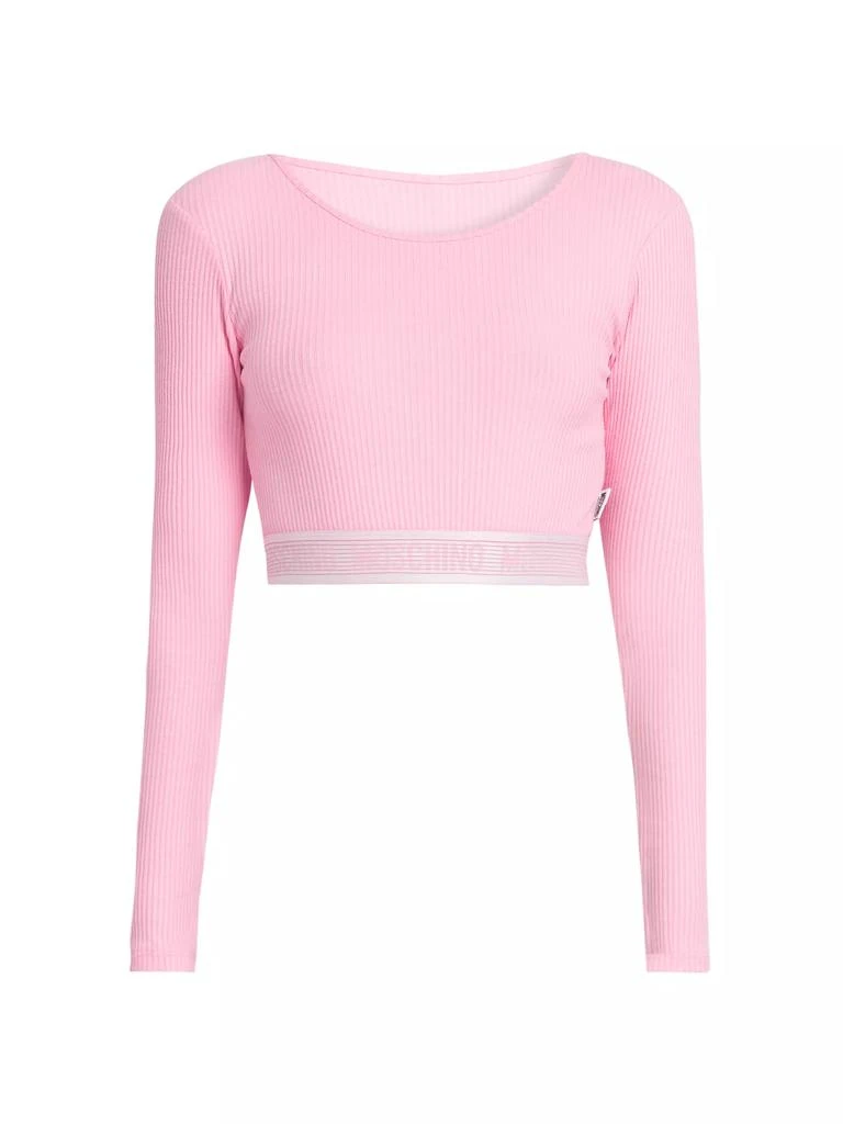 Moschino Logo-Banded Long-Sleeve Crop Top 1