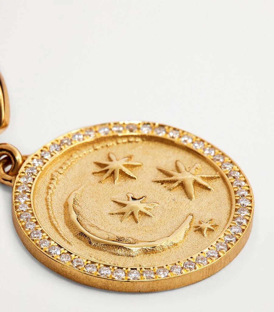 Azlee Small Yellow Gold and Diamond Cosmic Coin Charm 6