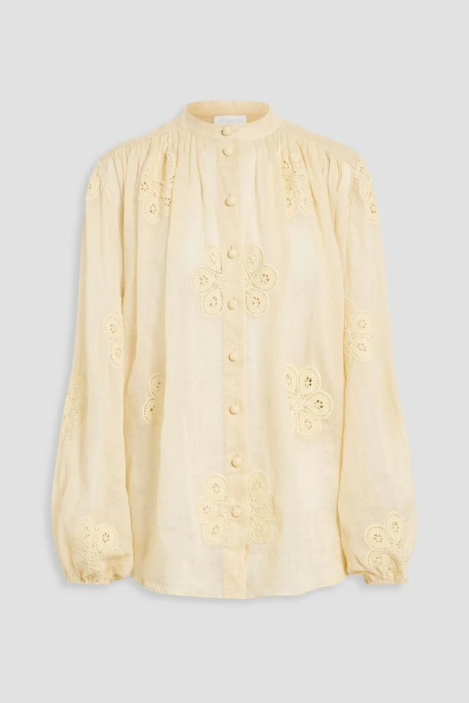 Zimmermann Crochet-trimmed ramie blouse