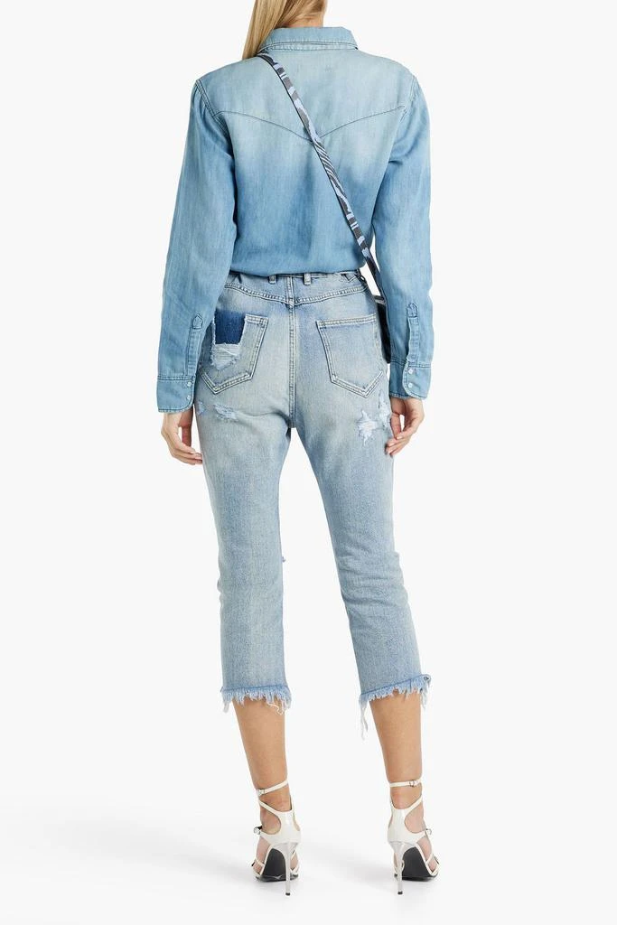 SER.O.YA Jo distressed cotton and hemp-blend chambray shirt 3