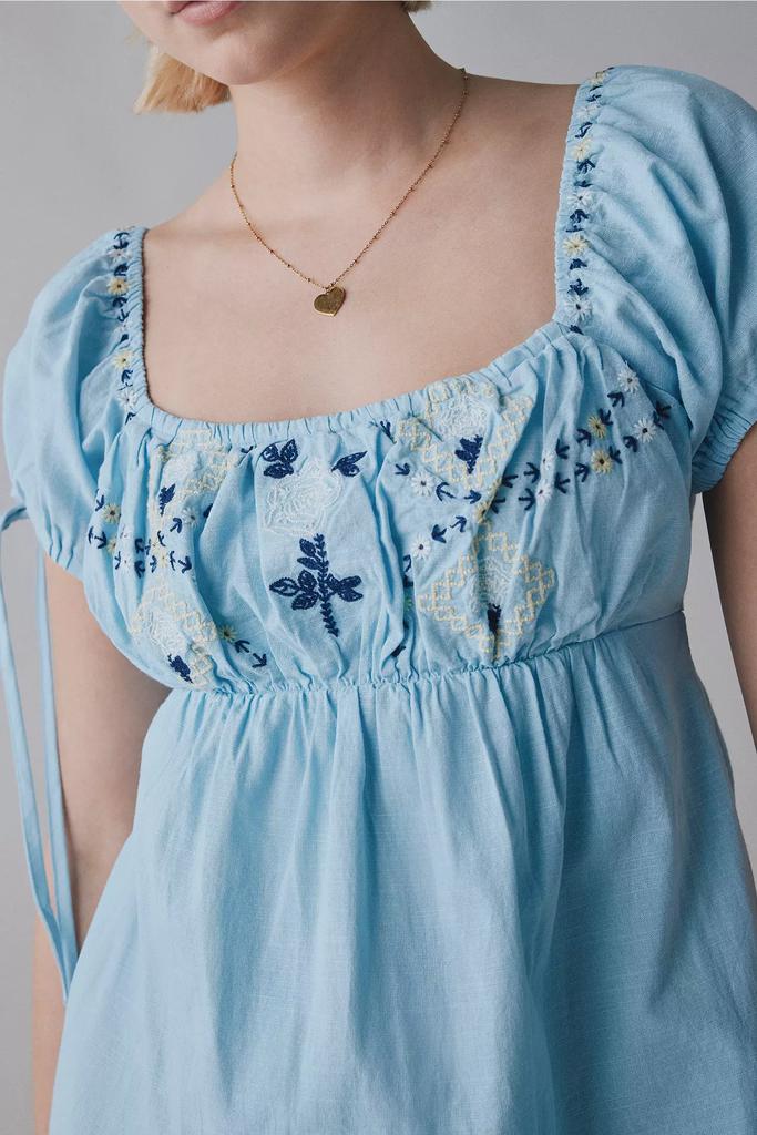 Kimchi Blue Kimchi Blue Marcella Embroidered Tie-Back Babydoll Mini Dress