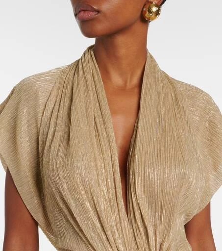 Costarellos Eva draped lamé gown 4