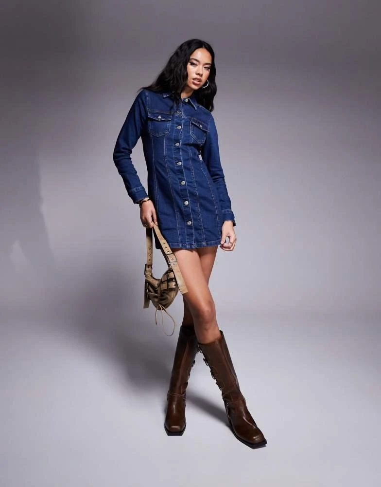 ASOS DESIGN denim fitted shirt mini dress in rinse wash  On Sale Now with  Up to 10% Off | Discover Exclusive Deals & Savings at BeyondStyle   Authentic ASOS Home|women with