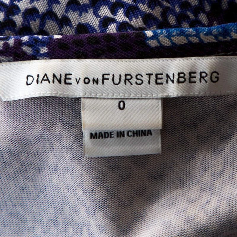Diane von Furstenberg Diane Von Furstenberg Blue Python Print Silk Jersey Della Dress XS 5