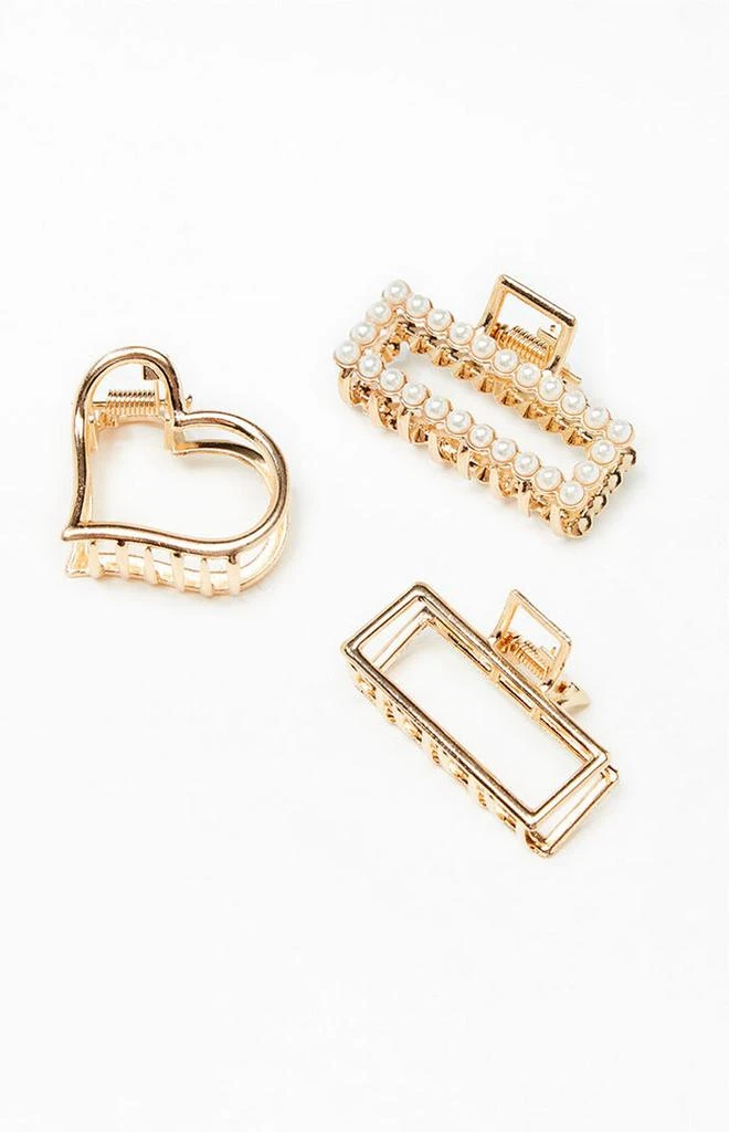 PacSun 3 Pack Mini Gold Hair Claw Clips 3