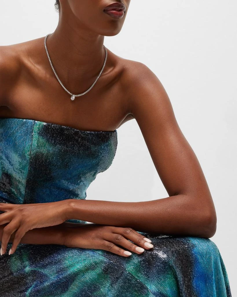 Golconda by Kenneth Jay Lane Sterling Silver Cubic Zirconia Pear Center Tennis Necklace 5