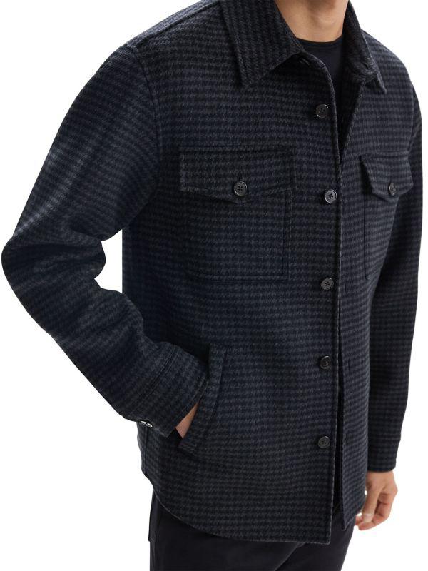 Theory Houndstooth Wool-Cashmere Shirt Jacket