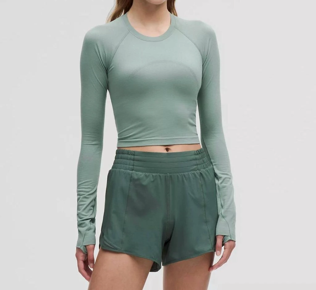 Lululemon Swiftly Tech Cropped Long Sleeve 2.0 Tee In Crater Blue 1