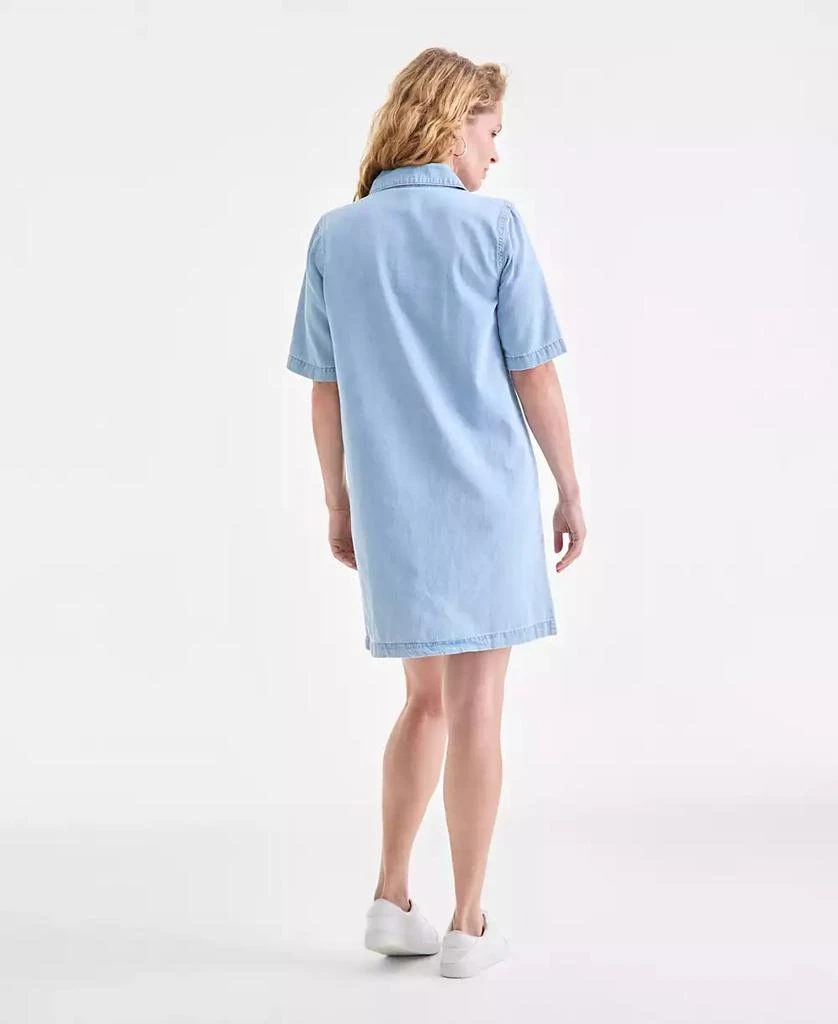 Style & Co Petite Cotton Short Sleeve Popover Denim Dress, Exclusively at Macy's 2