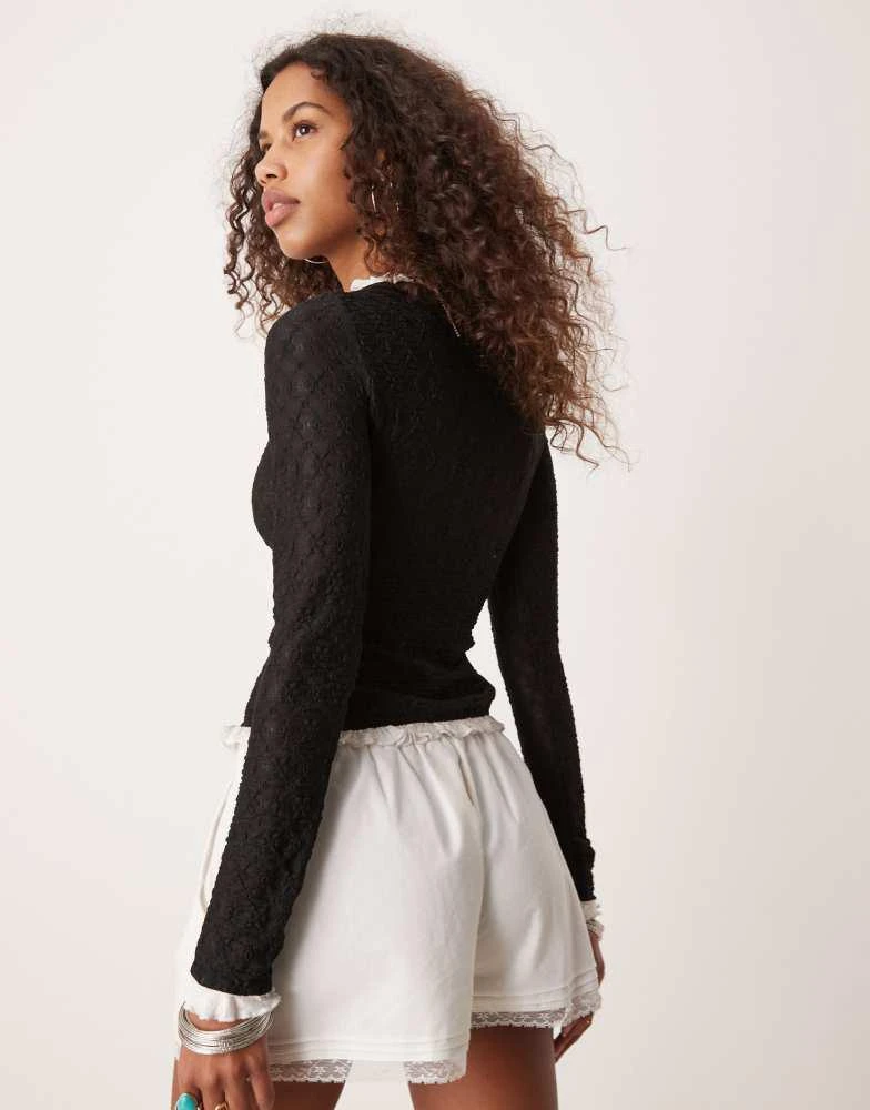 Free People Free People ruffle edge cardigan in black 3