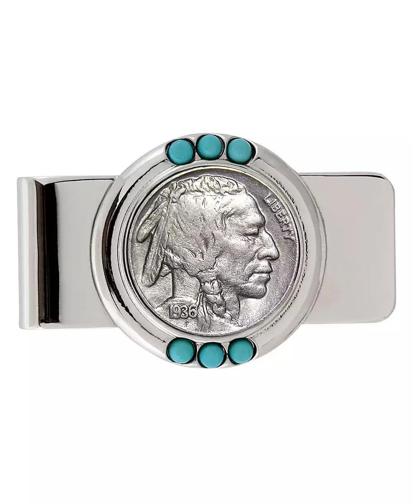 American Coin Treasures Men
s Buffalo Nickel Turquoise Coin Money Clip