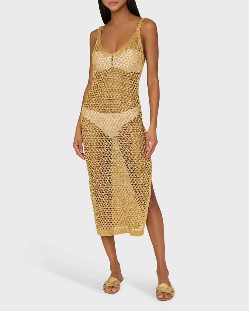 Milly Cabana Metallic Mesh Midi Dress 2