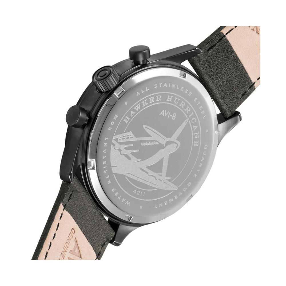 AVI-8 Men's Hawker Hurricane Chronograph Gray Genuine Leather Strap Watch
