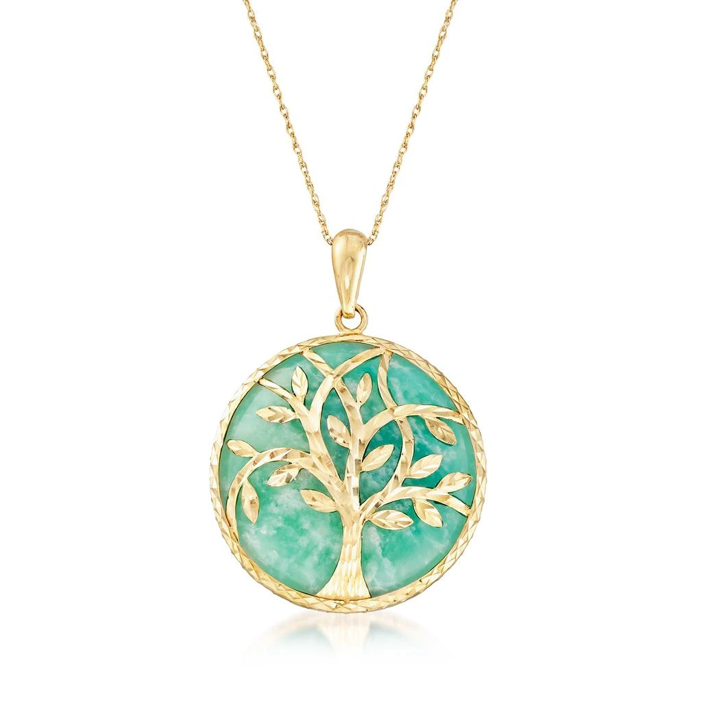 Ross-Simons Amazonite Tree Of Life Pendant Necklace in 14kt Yellow Gold 1