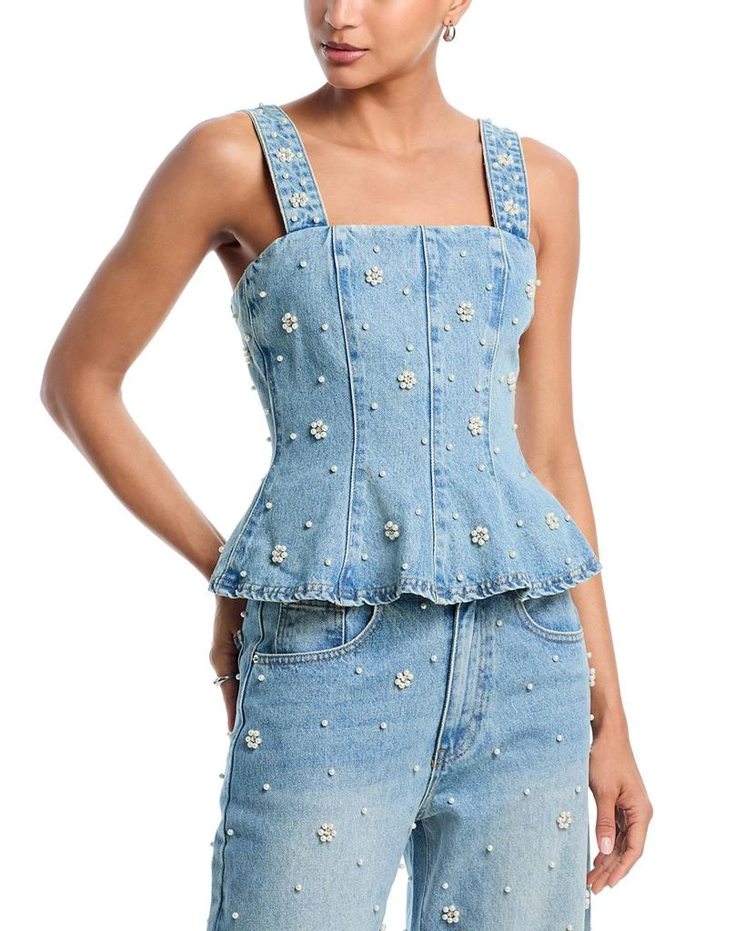 Steve Madden Fiorella Embellished Denim Top 1