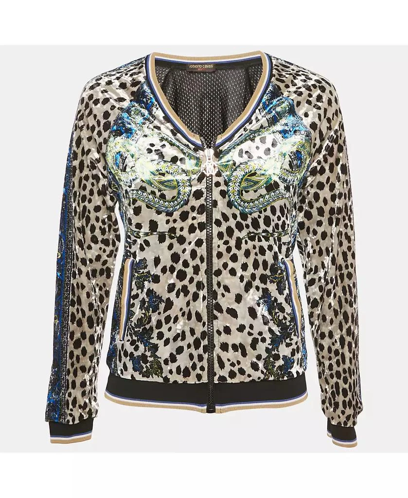 Pre-Owned Roberto Cavalli Women
s Gym Multicolor Printed Velvet Zip -Up Jacket