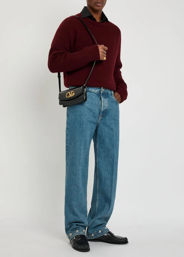 Valentino Stud-embellished straight-leg cotton jeans 4